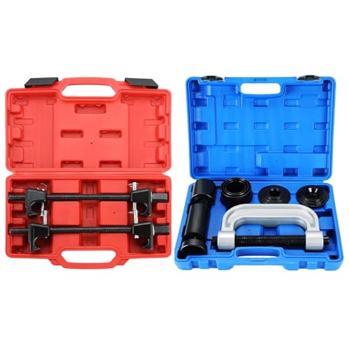 Macpherson Strut & Ball Joint Service Tool Kit | Universal Coil Spring & U-Joint Removal Tools, Heavy Duty 1/2" Drive, Includes Detent Pins, 4WD Adapters, for Cars, Trucks, Motorcycles, Set of 2,300mm