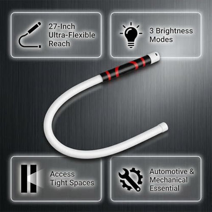 2026 New Bendable LED Flashlight Stick, 27" Flexible LED Bendable Work Light, Rechargeable High Lumen Work Light with 3 Brightness Levels, for Car Repairs, Mechanical Inspection & Tight Spaces