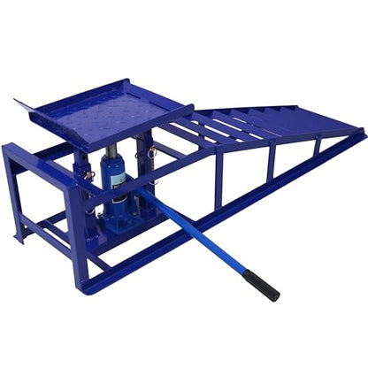 2 PCS Hydraulic Car Ramps, 5T Low Profile Car Lift Service Ramps Truck Trailer Garage,Height Hydraulic Vehicle Ramps, Blue