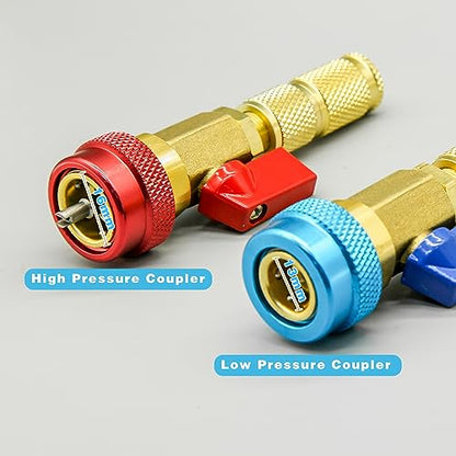 31Pcs R134A Valve Core Quick Remover Installer Tool Set, High Low Pressure AC Valve Core Removal Tool with R134A Valve Core AC Service Port Cap Valve Stem Kit for Refrigerant Air Conditioner System