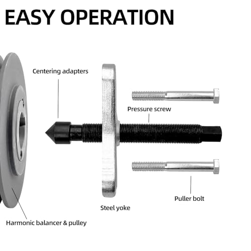 Harmonic Balancer Puller 46pcs Steering Wheel Puller Flywheel Remover Crankshaft Pulley Removal Steering Wheel Pulling Set