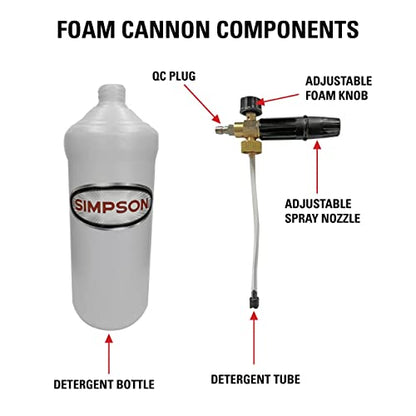 Simpson Pressure Washer Foam Cannon, 1/4" Quick Connect, 1 Liter, 80271 | Adjustable Spray Patterns And Foam Thickness, Quick-Connect Nozzle Tube, Thick Foam Reduces Time To Clean Cars, Boats, Siding - size: 1 Liter, style: Foam Cannon