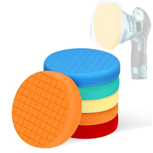 6 Inch Foam Polishing Pads for Car Detailing - High-Density Buffing Pads for Waxing, Polishing, andGlazing - Auto Detailing Pads for Dual Action & Rotary Polishers - 5PCS Set Washable