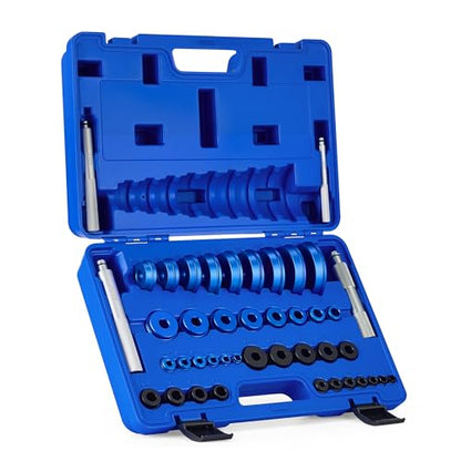 OMT Bearing Press Kit, Bearing Race & Seal Driver Set, Seal Installer Set | 43pc Wheel Bearing Press Kit with 23 Metric & 16 SAE Adapters, Bushing Driver Set with 4 Handles for Bearing Installation