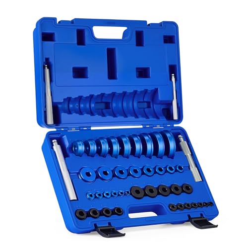 OMT Bearing Press Kit, Bearing Race & Seal Driver Set, Seal Installer Set | 43pc Wheel Bearing Press Kit with 23 Metric & 16 SAE Adapters, Bushing Driver Set with 4 Handles for Bearing Installation