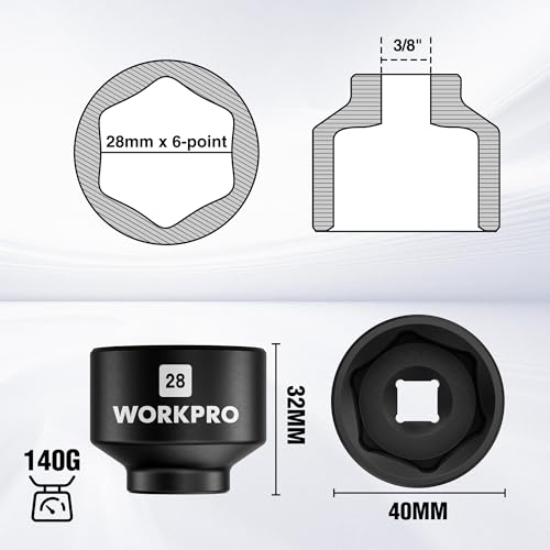 WORKPRO 28mm Oil Filter Socket Wrench, Oil Filter Removal Tool, Oil Filter Change Set, Ideal for Some Dodge Ram 6.7L Cummins Oil/Fuel Filter Canister - style: 28mm