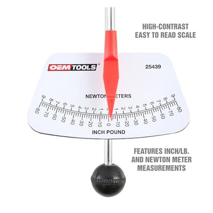 OEMTOOLS 25439 Deflection Beam Torque Wrench, 1/4-Inch Drive, Precision Torque Tool for Automotive and Mechanical Applications, Durable Steel Construction, Torque Wrench, Beam Torque Wrench - style: 1-80 In/Lbs
