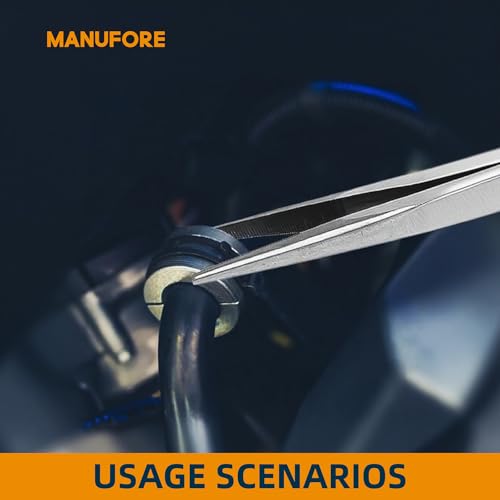 MANUFORE 11-Inch Long Reach Needle Nose Pliers, Straight, 45° & 90° Bent | 3-Piece Set, Comfort Grip for Better Control, High Carbon Steel, Great for Narrow Tight Spaces, Automotive Repair - style: 3PCS
