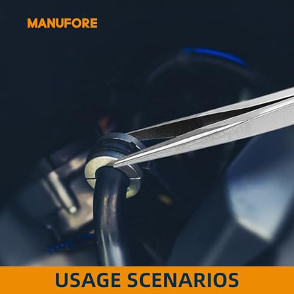 MANUFORE 11-Inch Long Reach Needle Nose Pliers, Straight, 45° & 90° Bent | 3-Piece Set, Comfort Grip for Better Control, High Carbon Steel, Great for Narrow Tight Spaces, Automotive Repair - style: 3PCS