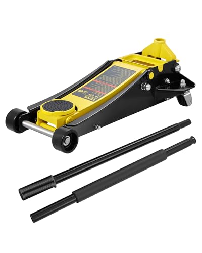 VEVOR 3 Ton Low Profile Floor Jack | Heavy-Duty Racing, Dual Pistons Quick Lift Pump, Lifting Range 3.35"-19.69"