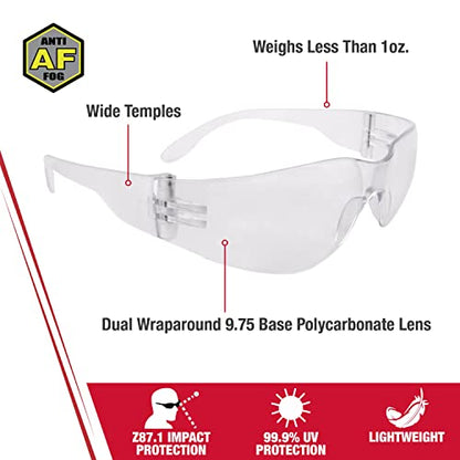 Radians MR0111ID Mirage Sleek Design Lightweight Men/Women Glasses with Distortion Free Clear Anti-Fog Lens, One Size (Pack of 2) - color: Clear Anti-fog, size: 1 Count (Pack of 2)