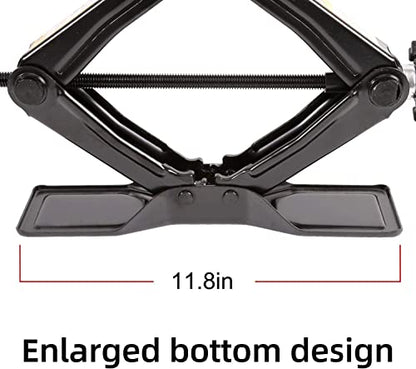 Steel Scissor Jack for Car 1.8 Ton Oversized Base, Portable, Ideal for SUV and Auto, Tire Changing Kit, Ratchet Handle Saving Strength Design (1.8 Ton) - style: Scissor Jack