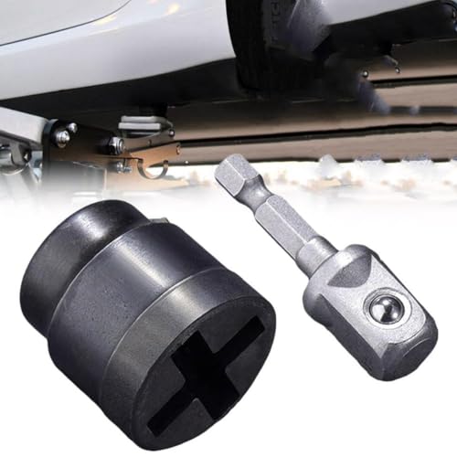 Universal Jack Socket Adapter for Hand Drill,Heavy-Duty Socket Converter for Scissor Car Jack,Professional Hex Socket Extension,Easy Tire Change Tool,with a 1/2 in Socket Adapter Bit