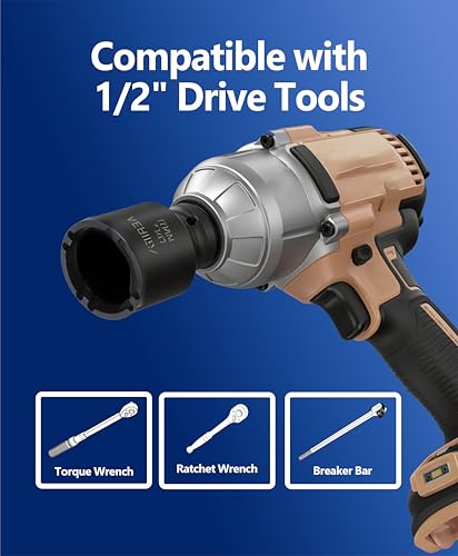 13pcs Grooved Lock Nut Socket Set with Internal Teeth, Spindle Nuts Socket Kit Ball Joints Axle Locknut Remove Install Locking Hub Socket for KM KML HM HML HMLL Groove Nut with 1/2'' KM0-KM12 - size: Internal Teeth