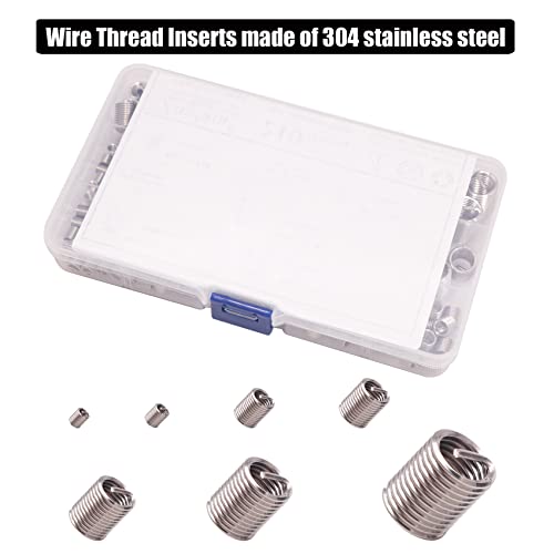 Wire Screw Sleeve Thread Repair Inserts Assortment Kit 304 Stainless Steel Metric M3 M4 M5 M6 M8 M10 M12 Wire Thread Inserts Helical Thread Repair Kit 210Pcs
