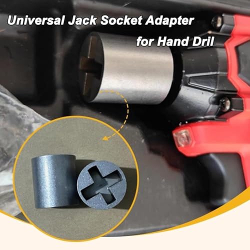 Universal Jack Socket Adapter for Hand Drill, 2025 Upgraded Scissor Jack Drill Adapter with Rust-Resistant Steel and 1/2" Socket Bit