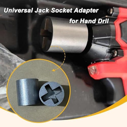 Universal Jack Socket Adapter for Hand Drill, 2025 Upgraded Scissor Jack Drill Adapter with Rust-Resistant Steel and 1/2" Socket Bit