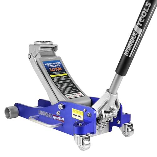 Hydraulic Floor Jack, 1.5-Ton Quick Rise Aluminum Floor Jack with Dual Pump Pistons & Reinforced Lifting Arm, 3,000 lb Capacity, Blue - size: 3 ton