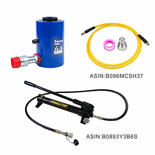 AMZCNC 30T Hydraulic Cylinder Jack Hollow Single Acting Hydraulic Ram Cylinder 6"(150mm) Hydraulic Lifting Cylinders (30T 6Inch Hollow) - size: 30T 6Inch