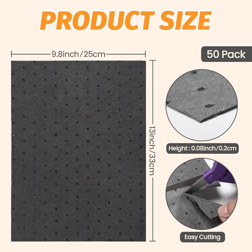 50 Pack Oil and Water Absorbent Pads, 10" x 13" Universal Heavy Duty Dimpled Garage Mats | (Gray) Polypropylene Oil Spill Mat, Use in Home Garage, Workshop, Basement, Workbench & Under Sink, Use in Spill Control