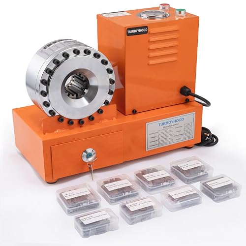 Electric Hydraulic Hose Crimper Tool with 8 Dies – 110V Portable Crimping Machine for AC Lines, Automotive, Excavators, Agricultural Equipment – Multi-Diameter Hydraulic Pipe & Fuel Line Crimper Kit