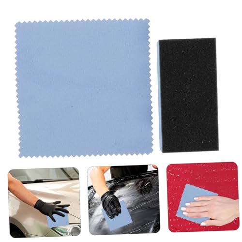 STOBAZA 1 Set Tire Shine Applicator Sponge Kit Wax Applicator Pads with Polishing Cloth for Car Detailing Durable Versatile Automotive Waxing Tool for Easy Application and Reliable