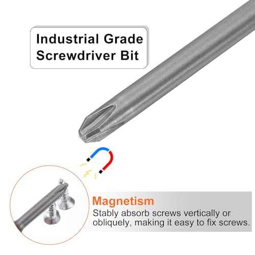 HARFINGTON 5pcs #2 Phillips Screwdriver Bit PH2 1/4" Hex Shank 3" (75mm) Long Magnetic S2 Steel Industrial Grade Screw Driver Bit Cross Head Electric Drill Bits 0.177" (4.5mm) Rod - size: PH2 x 75mm x 4.5mm