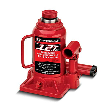 Powerbuilt Heavy Duty 12-Ton Bottle Jack, 24000-Pound Capacity Hydraulic Car Lift, Vehicles, Trucks, Red 647502 - size: 12 Ton, Shorty