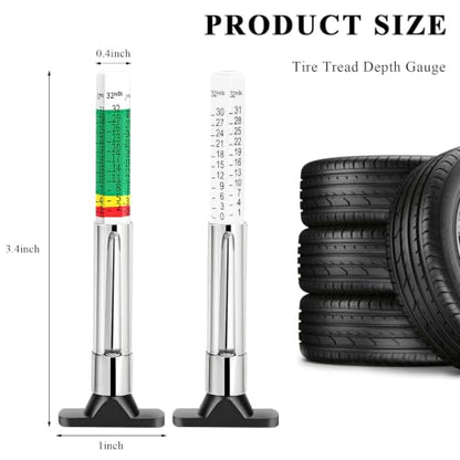 2 PCS Car Tire Tread Depth Gauge, Accurate Color-Coded Tire Tread Depth Measurement Tool with Pocket Clip, 32nds Scale Professional Tyre Wear Checker for Cars Trucks Motorcycles