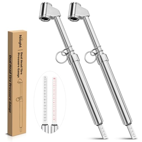 Nilight Dual Head Tire Pressure Gauge Heavy Duty Truck Air Chuck Range 10-150PSI 1-10Bar Tire Pressure Checker Straight-On Tire Air Gauge Extended Tube for Semi Truck, RV, Car, Motorcycle - color: 2pc Tire Pressure Gauge