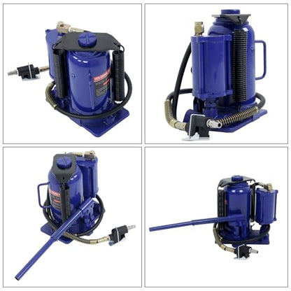 20 Ton Pneumatic Air Hydraulic Bottle Jack with Manual Hand Pump Replacement for Heavy Duty Auto Truck Travel Trailer Blue