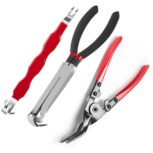 LUOWPZI 3 Pieces Electrical Disconnect Pliers for Cars, Automotive Electrical Plug Connector Disconnect Tool and Connector Separator and Interior Upholstery Trim Clip Pliers Remover Tool - size: 3 Pcs