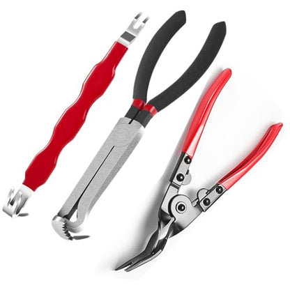 LUOWPZI 3 Pieces Electrical Disconnect Pliers for Cars, Automotive Electrical Plug Connector Disconnect Tool and Connector Separator and Interior Upholstery Trim Clip Pliers Remover Tool - size: 3 Pcs
