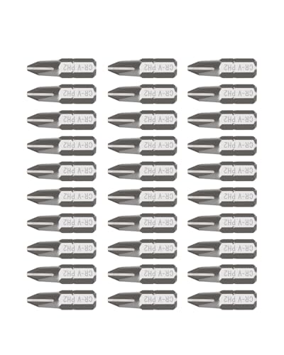 ROTATION 30pcs Phillips #2 Bit Set PH2, Impact Grade, 1/4" Hex Shank | PH2, Impact Grade, 1/4-inch Hex Shank, Chrome Vanadium Steel - color: Ph2