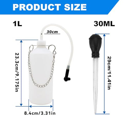 Brake Bleeder Vacuum Pump Kit, 1L Brake Bleeder Bottle with Hose, Fluid Collection Container for Motorcycle & Car Brake Bleeding, Includes Dropper - size: Brake Bleeder Tool-1pcs