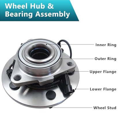 515151 Front Wheel Bearing Hub Assembly for Ram 1500 2012 2013 2014 2015 2016 2017 2018, Ram 1500 Classic 2019 2020 2021 2022 (2PCS) - size: 515151