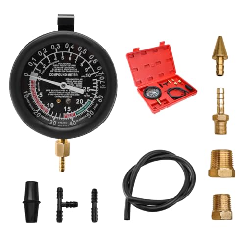 DXNQ Fuel Pump and Vacuum Tester Gauge, Gasoline Pressure Meters Fuel Pressure Tester Kit, Automotive Engine Fuel System Testing Tool Carburetor Leakage Diagnosis, Car Accessories