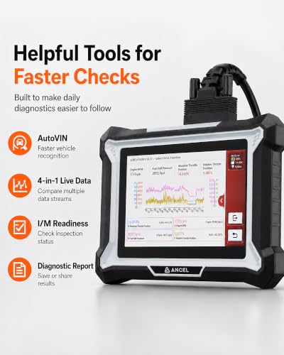 ANCEL DS100 OBD2 Scanner Diagnostic Tool, 4 System Car Code Reader for Engine ABS SRS Transmission, 7 Reset Functions, 5” Touchscreen, AutoVIN, Live Data, I/M Readiness for DIY Car Owners - style: DS100