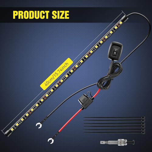 Nilight Under Hood Light Strip 21 LED Waterproof Underhood Work Lights with On/Off Switch Blade Fuse Engine Bay Repair Lamp White 12V for Car Truck SUV - size: 15.7 inch 1 piece