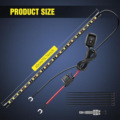Nilight Under Hood Light Strip 21 LED Waterproof Underhood Work Lights with On/Off Switch Blade Fuse Engine Bay Repair Lamp White 12V for Car Truck SUV - size: 15.7 inch 1 piece