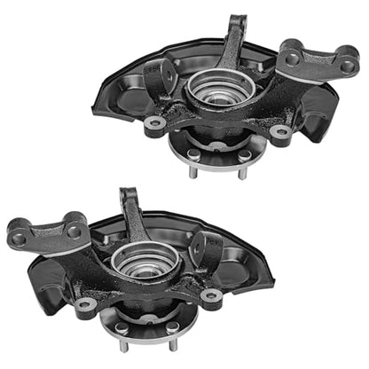 Detroit Axle - AWD Front Steering Knuckles & Wheel Hub Bearings + Outer Tie Rod Ends Replacement for 2004-2010 Toyota Sienna - size: 4SU48679/Kit