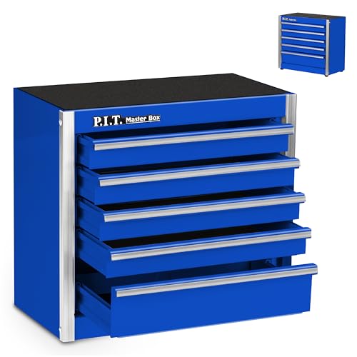 P.I.T. Mini Tool Box 8.6"W X 4.6"D, Portable 5-Drawer Micro Steel Stackable Toolbox with Liner, Blue Cute Tool Case for Small Tools Parts Storage, Home DIY - color: Blue, size: 5-Drawer