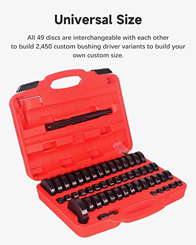52-in-1 Custom Bushing Driver Tool Set 52PCS Transmission Wheel Axle Bearing Race Seal Installer Seal Remover & Press Tool Kit Bush Removal Puller Bearing Press Tool Kit