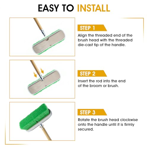 Nanoskin Professional Long-Reach 60-Inch Hardwood Handle with Universal Threaded Die-Cast Tip for Professional Cleaning, Auto Detailing, Industrial Use - Compatible with 85-671 & 85-673 Brush Heads - style: Wood Handle – 60-inch