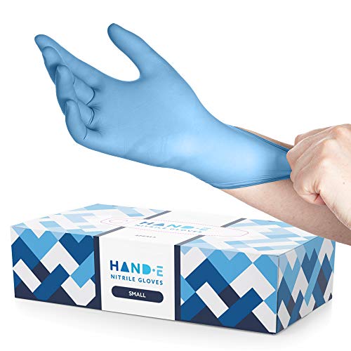 Hand-E Touch Blue Nitrile Disposable Gloves - Latex Free Medical Exam Gloves, Powder Free, Food Safe, Cooking - style: Small