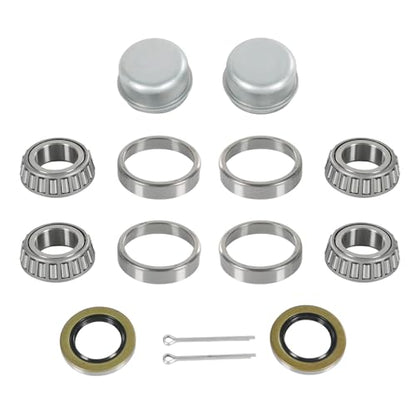 2 Sets Trailer Wheel Hub Bearings Kit L44643/L44610 Bearings (1.000" ID, OD 1.980", Width 0.580"), 12192TB Grease Seals (1.980" OD), Dust Cover and Cotter Pin for 1'' Trailer Axles