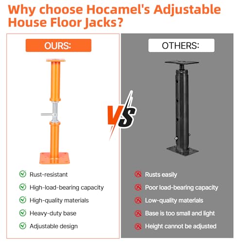 4PCS House Jacks for Leveling Crawlspace 12''-22''Adjustable Support Jack | Floor Jacks,for Stabilizing Stairs, Decks, Crawlspaces, Uneven Floors，10000 lbs Load Capacity Orange - size: 12''-22''