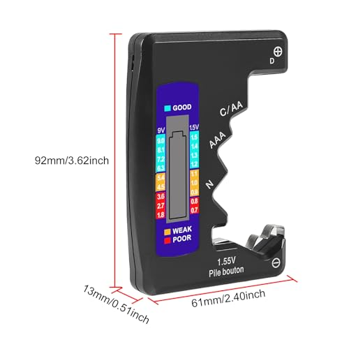 UMLIFE 4PACK BT-886 Battery Tester Checker BatteryTester for Battery C D 9V AA AAA 1.5V -Black - color: 4PCS BT-886 black