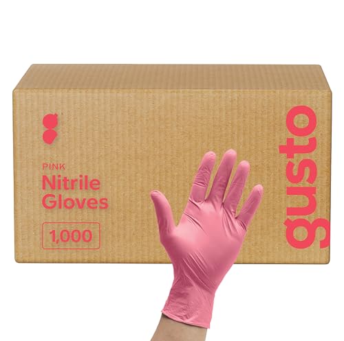 GUSTO Pink Nitrile Disposable Gloves - Latex & Rubber Free, Non-Sterile Powder Free Gloves (Formerly Comfy Package) - size: Small, style: 1000 Count