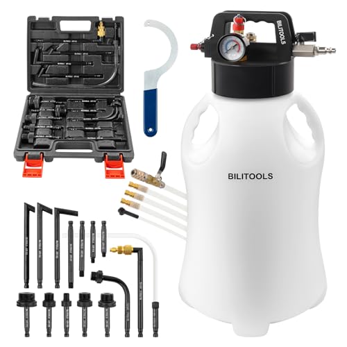 BILITOOLS 8L(2.1 gal) Transmission Fluid Pump Air Operated, 15 ATF Adapters | Fluid Transfer Pump Automotive, Pneumatic Vacuum Oil Fluid Extractor Dispenser, ATF Refill Kit